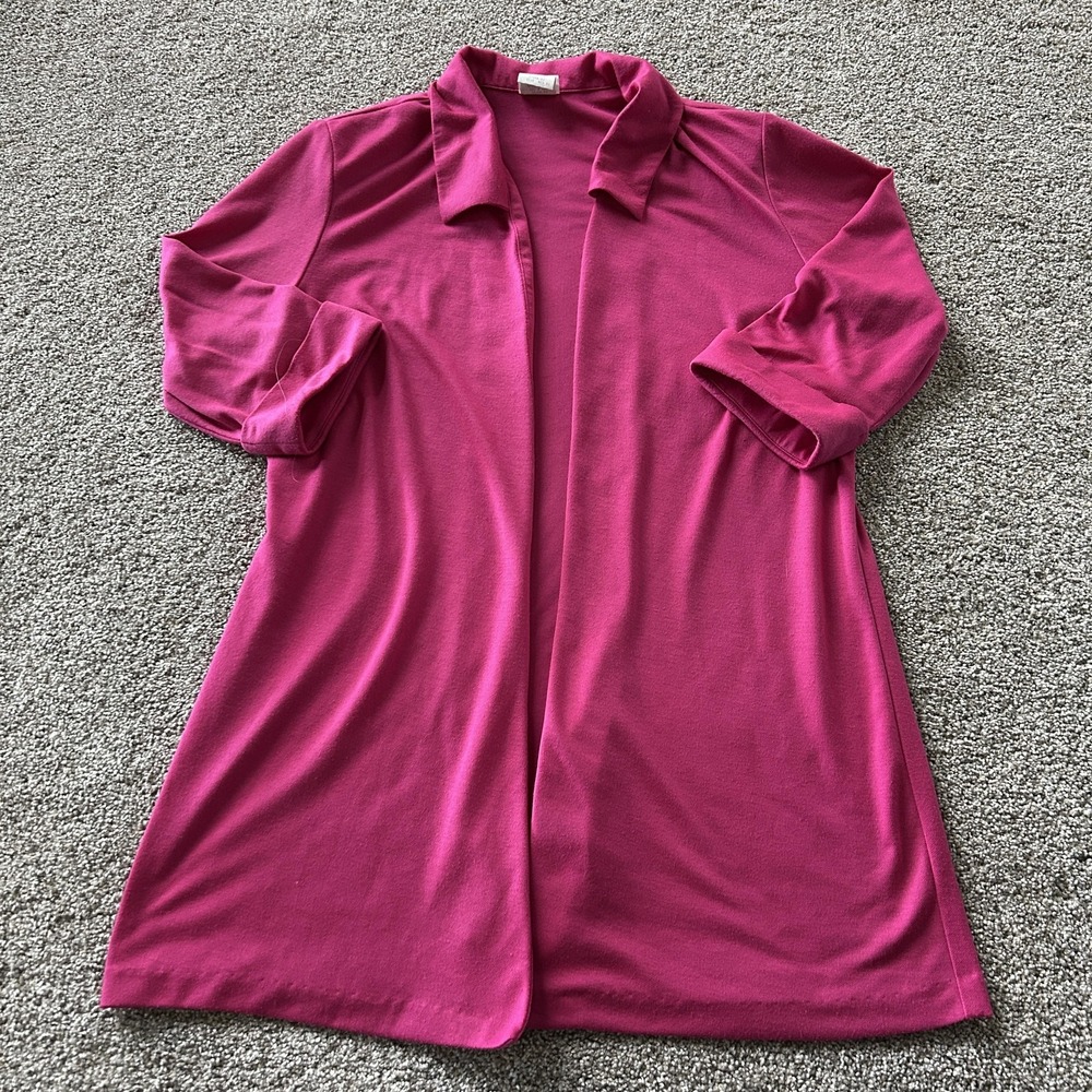 Blair Boutique Jacket Womens Medium Petite Pink Jersey Open Front Lightweight